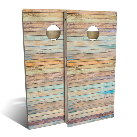 Skip's Garage Summer Woodlay Cornhole Set - Backyard 2x4 (Weather Bags) - Include Hole + Edge Lights
