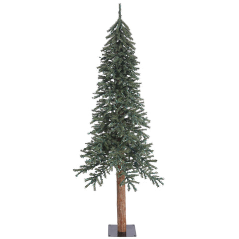 Vickerman 7' Natural Bark Alpine Artificial Christmas Tree Unlit, Faux Christmas Tree, Seasonal Indoor Home Decor - Real Wood Trunk - Flat Metal Tree Stand Included
