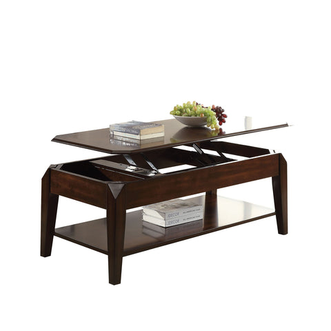 Acme Docila Rectangular Wooden Coffee Table with Lift Top in Walnut