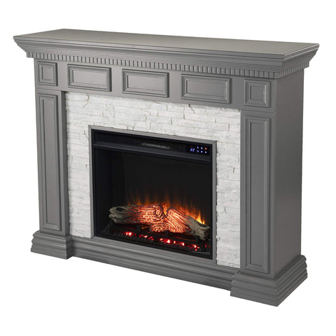 Dakesbury Faux Stone Electric Fireplace w/ Touch Screen Control Panel