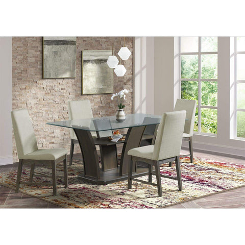 Picket House Simms 5PC Round Standard Height Dining Set-Table & Four Chairs in Walnut