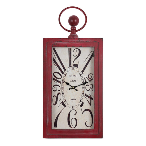 Yosemite Home Decor Waverly Distressed Rectangle Wall Clock, Red, White, (CL19628937)