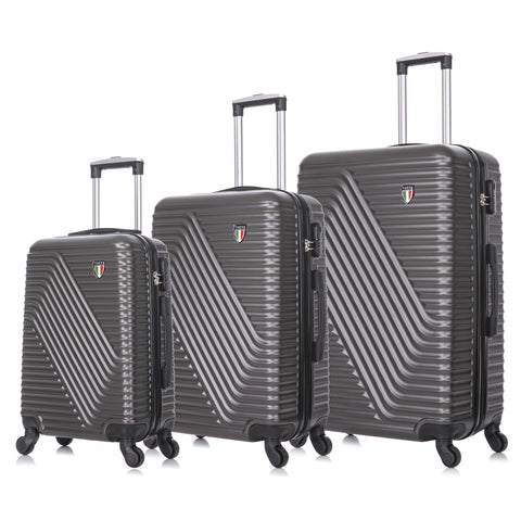 TUCCI Italy TRAVOLA 3PC Hardside Luggage Set (20", 24", 28") - Charcoal