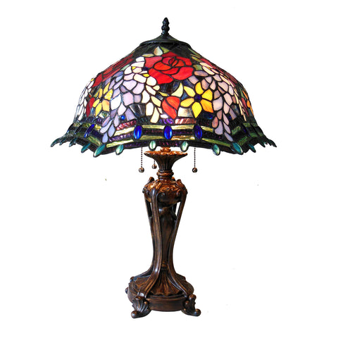 Chloe Lighting CH18340RF20-TL3 Carrell Tiffany-Style Roses Floor Lamp, 20" x 20" x 26"
