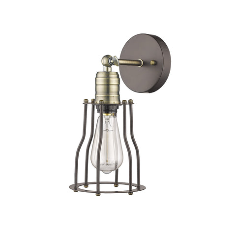 Chloe Charles Industrial-Style 1 Light Rubbed Bronze Wall Sconce 6" Wide