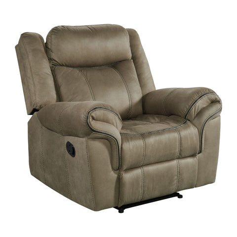 Picket House Furnishings Tasso Glider Recliner in Brown: Modern, Brown, Fabric, Wood, Glider, Full Extension Reclining, 40"W x 38"D x 41"H, Relaxing