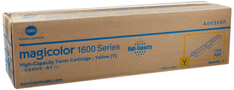 Konica Minolta A0V306F A0V305F A0V306H MagiColor 1600 1650 1680 1690 Toner Cartridge (Yellow) in Retail Packaging