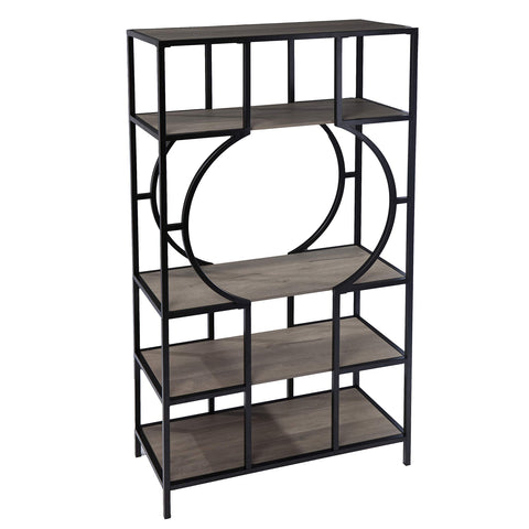 SEI Furniture Tyberton 5-Tier Bookcase, Natural/Black