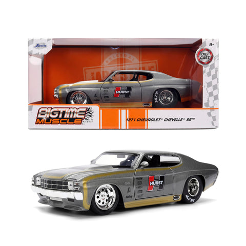 Jada Toys Bigtime Muscle 1:24 1971 Chevy Chevelle Die-cast Car – Opening Doors, Hood, Trunk, Rubber Tires(Metallic Grey)