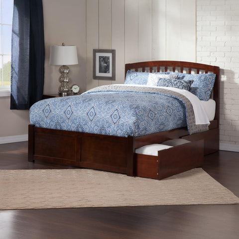 AFI Richmond King Size Platform Bed with Footboard & Storage Drawers in Walnut