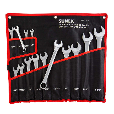 SUNEX TOOLS 9714A SAE Combination Wrench Set, 14 Piece