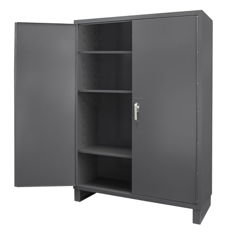 Durham SSC-602484-BDLP-3S-95 14 Gauge Steel Empty Cabinet with Flush Door, 24" Length x 60" Width x 84" Height, Lockable Cabinet, 3 Adjustable Shelves, Gray Powder Coat Finish, 90" Height, 36" Width