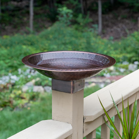Achla Designs BBHC-14P 14" Hammered 4x4 Post birdbath, Copper Plated