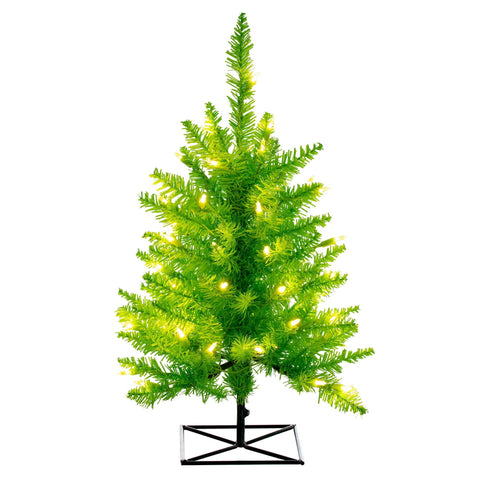 Vickerman 3' Lime Fir Artificial Christmas Tree, Lime Dura-lit LED Lights - Faux Fir Christmas Tree - Seasonal Indoor Home Decor