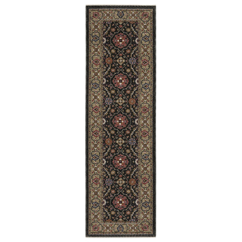 Oriental Weavers Hastings Area Rug - HA07D - 2'3" x 7'6" - in Charcoal/Pink - Vintage Inspired, Stain Resistant, Family and Pet Friendly, Entryway, Hallway Runner Rug