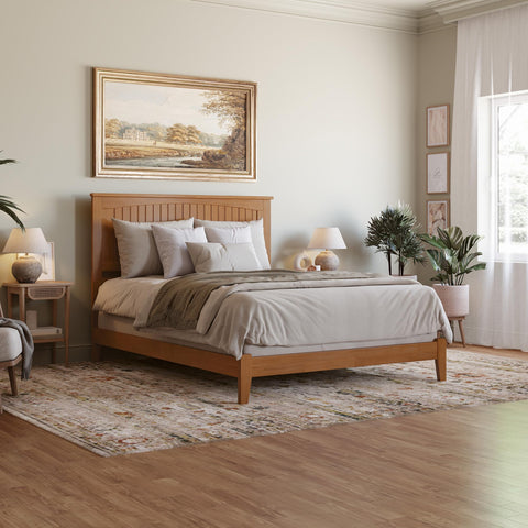 AFI, Nantucket Queen Foundation Bed with Attachable USB Charger, Light Toffee
