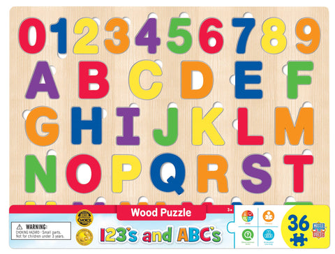 MasterPieces 44 Piece Jigsaw Puzzle for Kids - ABC 123 36pc Wood Puzzle - 16.5"x11.8"