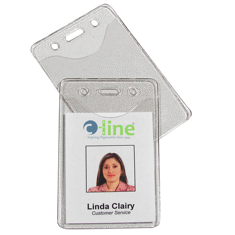 C-Line Heavy Duty Vinyl Badge Holders, Vertical, 2.38 x 3.38 Inches, 100 per Pack, Clear (88617)