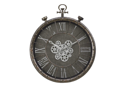 Monarch Specialties I 9075 Clocks, 24" Round, Gear Mechanism, Wall Clock, Grey, Transitional