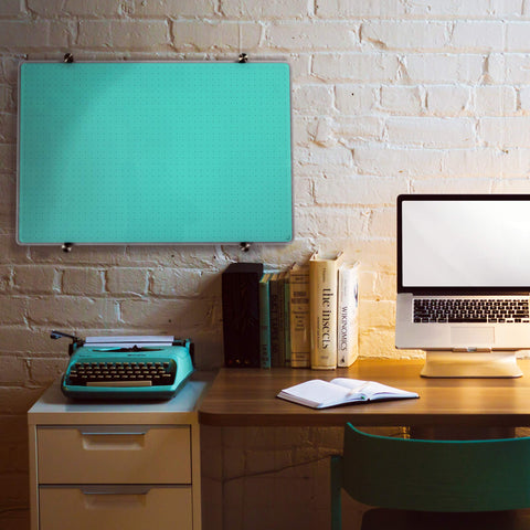 Floortex® Viztex® Glacier Teal Multi-Purpose Grid Glass Dry Erase Board 24" x 36"
