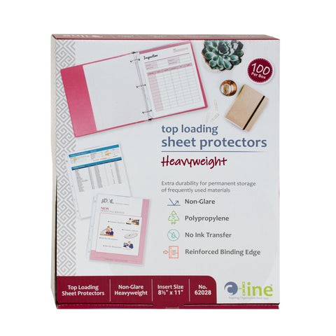 C-Line Top Loading Heavyweight Poly Sheet Protectors, Non-Glare, 8.5 x 11 Inches, 100 per Box (62028)
