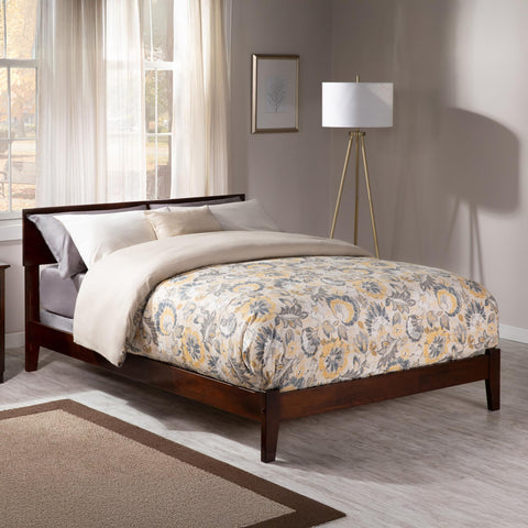 AFI, Orlando Full Foundation Bed with Attachable USB Charger, Walnut