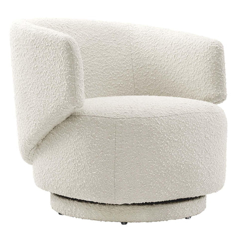 Modway EEI-6357-IVO Celestia Boucle Fabric Swivel Chair, Ivory