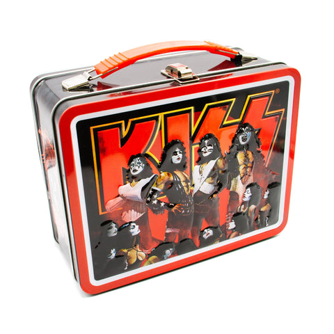 AQUARIUS KISS Fun Box - Sturdy Tin Storage Box with Plastic Handle & Embossed Front Cover - Officially Licensed KISS Merchandise & Collectible Gifts for Kids, Teens & Adults
