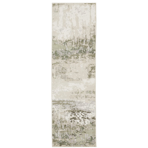 Oriental Weavers Caravan Area Rug - 2061W - 2'3" x 7'6" - in Beige/Green - Modern Style, Stain Resistant, Family and Pet Friendly, Entryway, Hallway Runner Rug