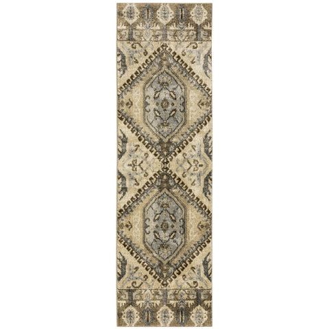 Oriental Weavers Florence Area Rug - 5090D - 2'3" x 7'6" - in Tan/Gold - Vintage Inspired, Stain Resistant, Family and Pet Friendly, Entryway, Hallway Runner Rug