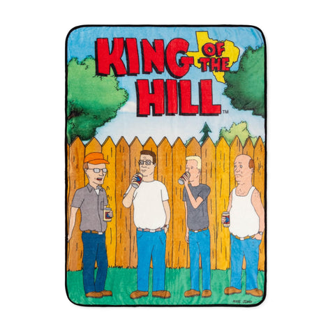 Silver Buffalo King of The Hill Sublimated Flannel Throw Featuring Hank Hill, Dale Gribble, Bill Dauterive, and Jeff Boomhauer, 185 GSM, 45" x 60"