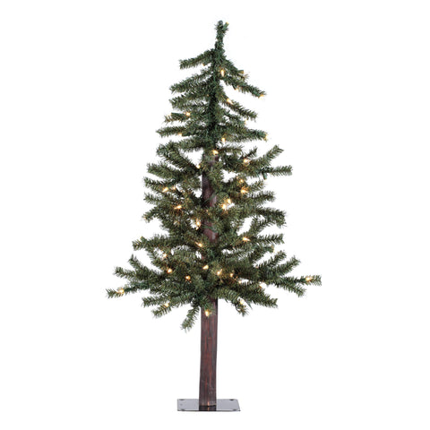 Vickerman 3' Natural Alpine Artificial Christmas Tree, Warm White LED Lights. - Faux Christmas Tree - Seasonal Indoor Home Decor