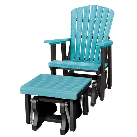 American Furniture Classics Fan Back Glider and Ottoman Glider in Aruba Blue/Black