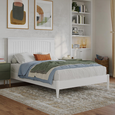 AFI, Naples Full Solid Wood Low Profile Platform Bed, White