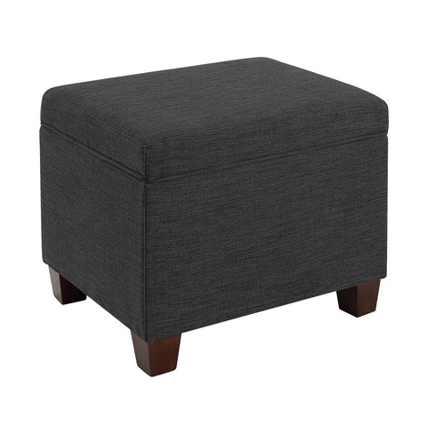 Convenience Concepts Madison Storage Ottoman in Gray Fabric with Solid Wood Feet
