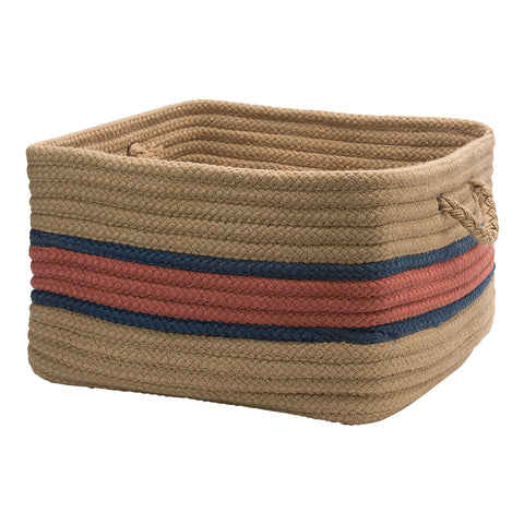 Garden Banded Square Basket - Terracotta/Jasmine 24inch x24inch x14inch