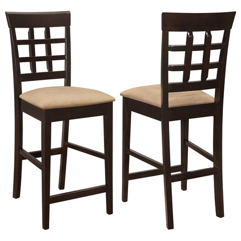 Coaster Home Furnishings - Gabriel - Wood Counter Height Chairs (Set of 2) - Lattice Backs, Padded Seats, Footrest - Dining Room & Kitchen - Cappuccino - 100209