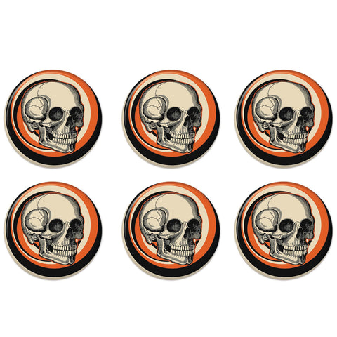 Beistle 6 Piece Retro Vintage Happy Halloween Party Favors Skull Pinback Buttons