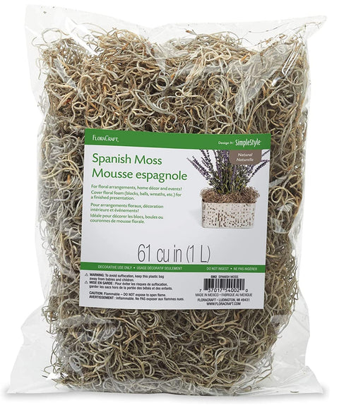 FloraCraft Spanish Moss 2 Ounce (1L) Natural