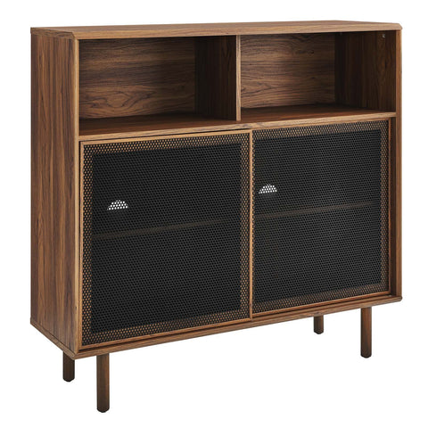 Modway Kurtis 47" MDF and Particleboard Display Cabinet in Walnut