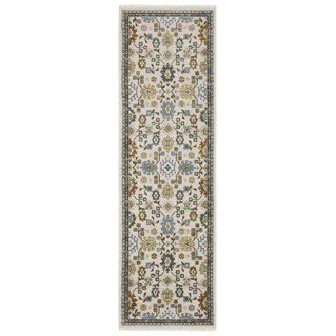 Oriental Weavers Keira Area Rug - KEI02-2'3" x 7'6" - in Ivory/Multi - Vintage Inspired, Stain Resistant, Family and Pet Friendly, Entryway, Hallway Runner Rug