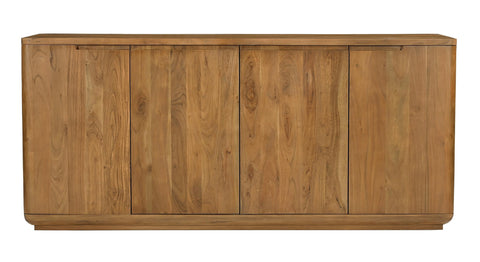 Moti Bernard 4-Door Sideboard in Modern Acacia Tan Finish on Acacia Solid Wood