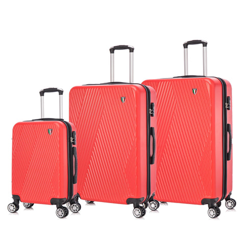 TUCCI Italy COLPI 3PC Hardside Luggage Set (20", 24", 28") - Red