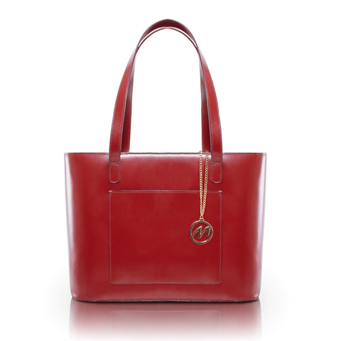 McKlein, M Series, Alyson, Top Grain Cowhide Leather, Leather Ladies' Tote with Tablet Pocket, Red (97536)