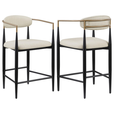 Coaster Home Furnishings - Tina - Fabric Upholstered Counter Height Chairs (Set of 2) - Open Back, Padded Seat and Back, Footrest - Dining Room & Kitchen - Beige - 121184