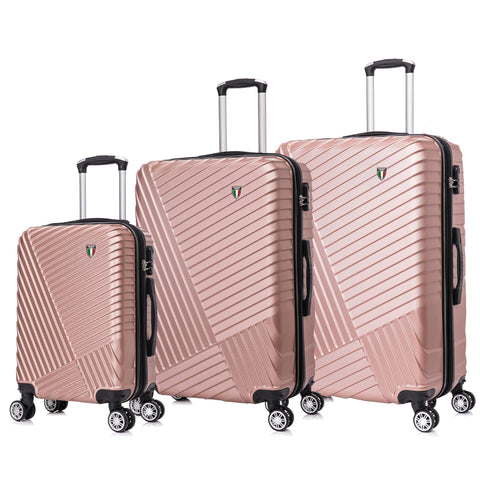 TUCCI Italy VOLARO 3PC Hardside Luggage Set (20", 24", 28") - Rose Gold