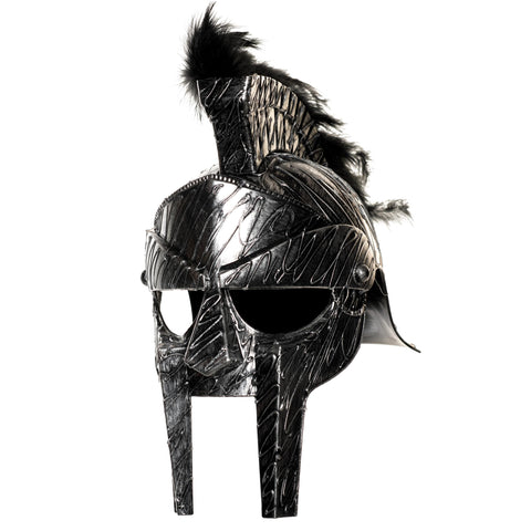 UNDERWRAPS Men's Dark Roman Helmet - Gladiator Mask with Black Feather Plume (Dark Gladiator Helmet)