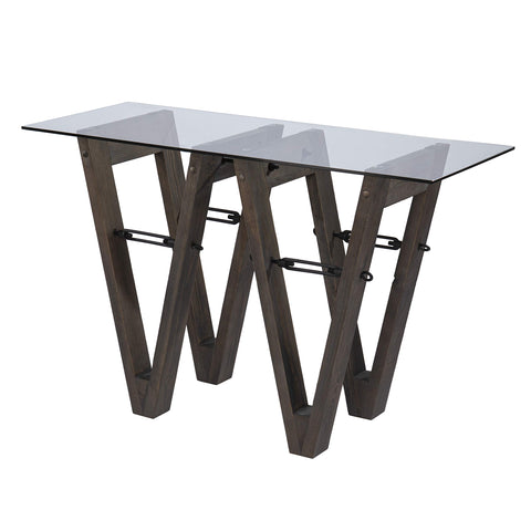 SEI Furniture Garrinston Reclaimed Wood Console Table, Brown/Black