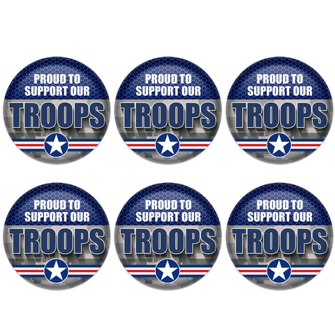 Beistle 6 Piece Support Our Troops Pinback Button Badge Pins For 4th Of July Patriotic Decorations Independence Day Party Supplies And Favors