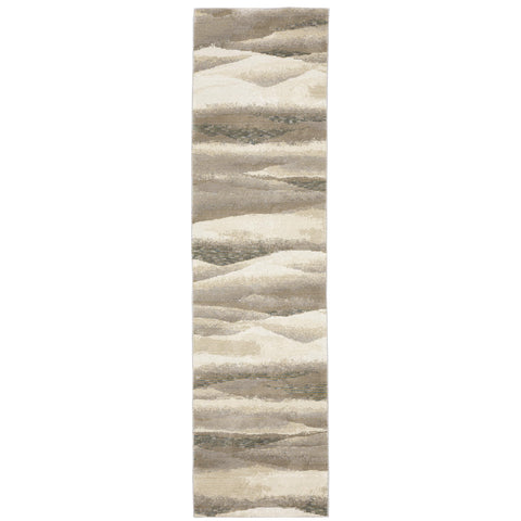 Oriental Weavers Evolution Area Rug - 0982C - 2'6" x 12' - in Beige/Ivory - Modern Industrial Style, Stain Resistant, Family and Pet Friendly, Entryway, Hallway Runner Rug